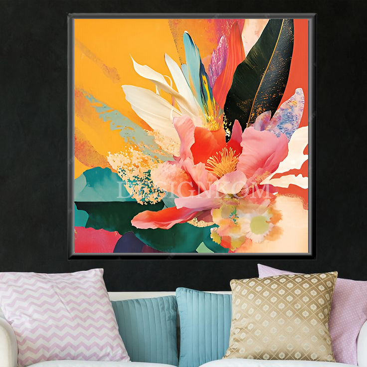 Multicolored Flowers and Leaves