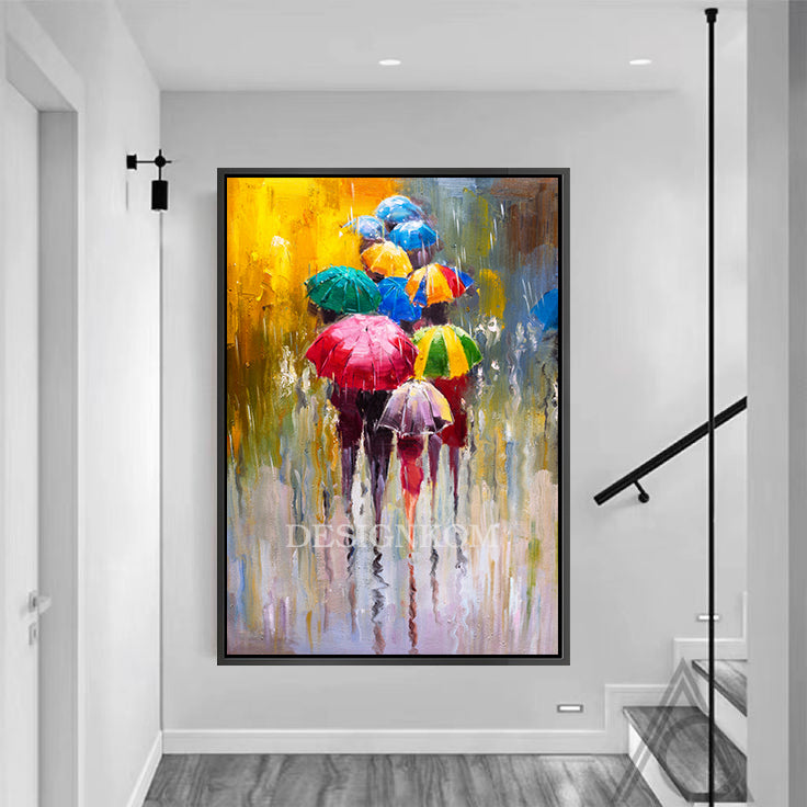 Walk in the multicolored rain