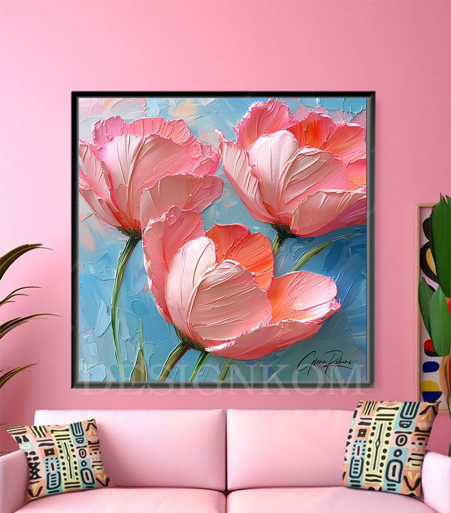 Abstract 3 Pink Flowers