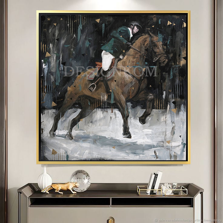 Rider and Horse in Full Race