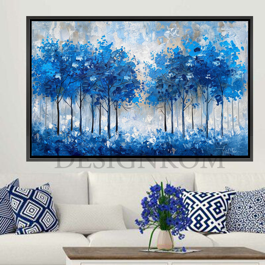trees bright blue