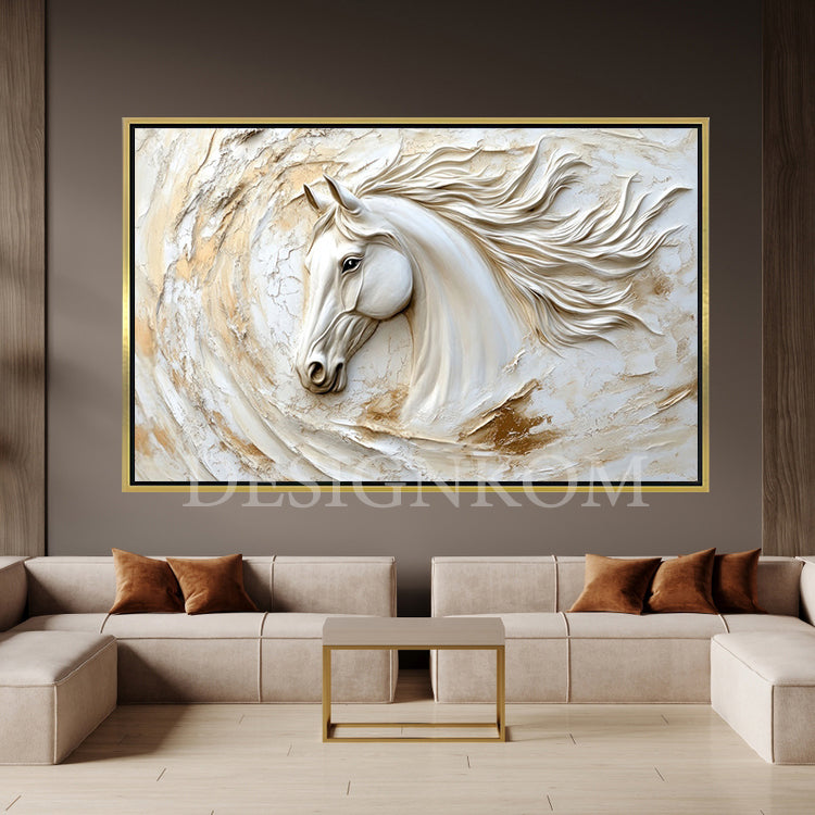 beige and brown horse