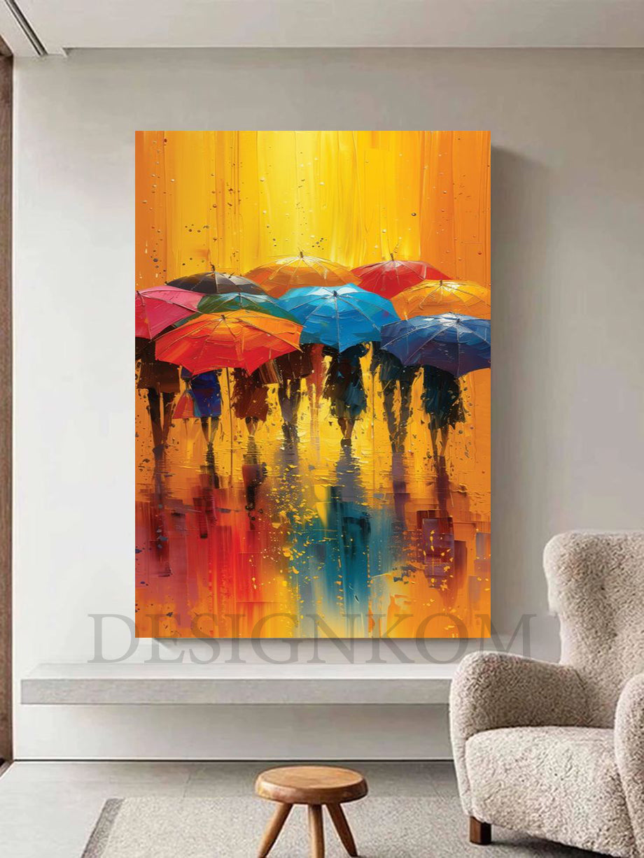 multi-colored umbrella art