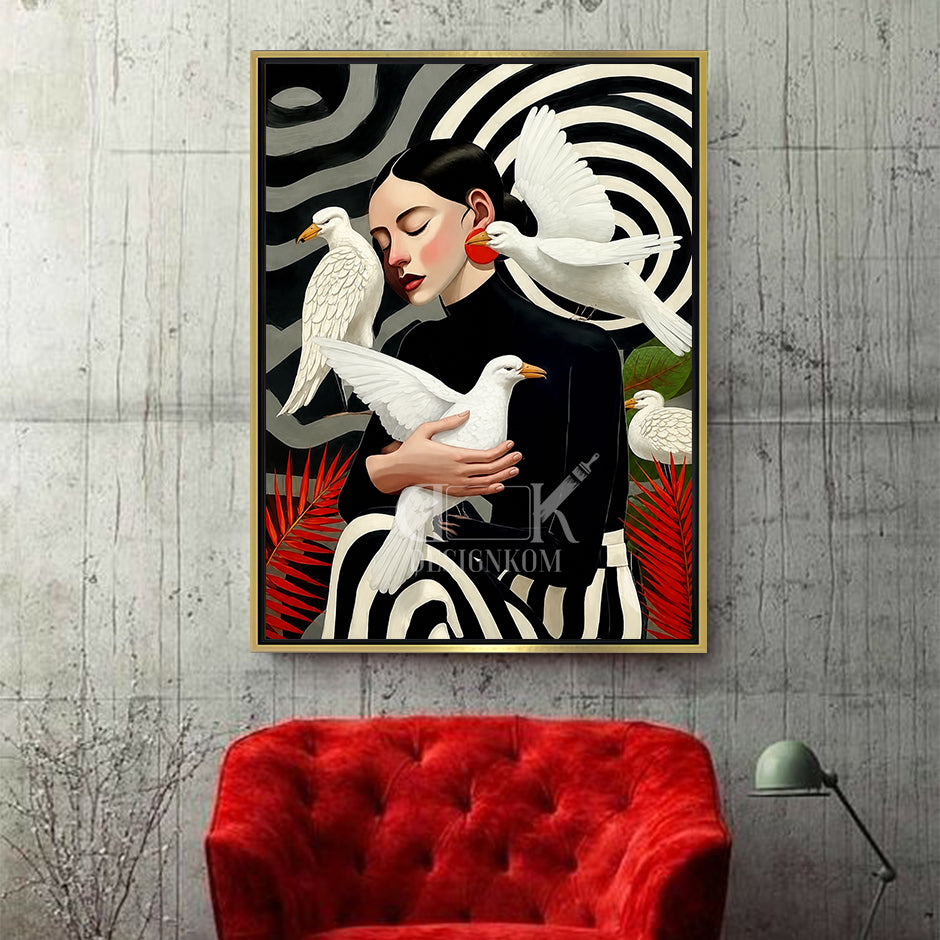 Woman and Doves