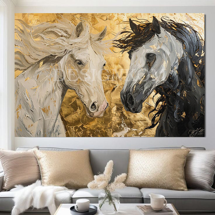 black and white gladiator horses