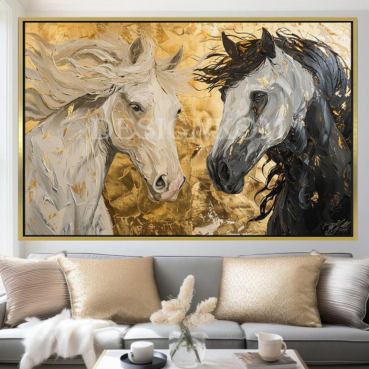 black and white gladiator horses