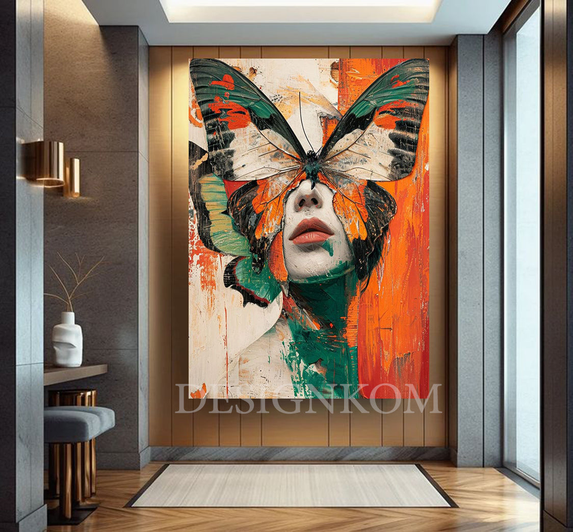 woman butterfly on eyes