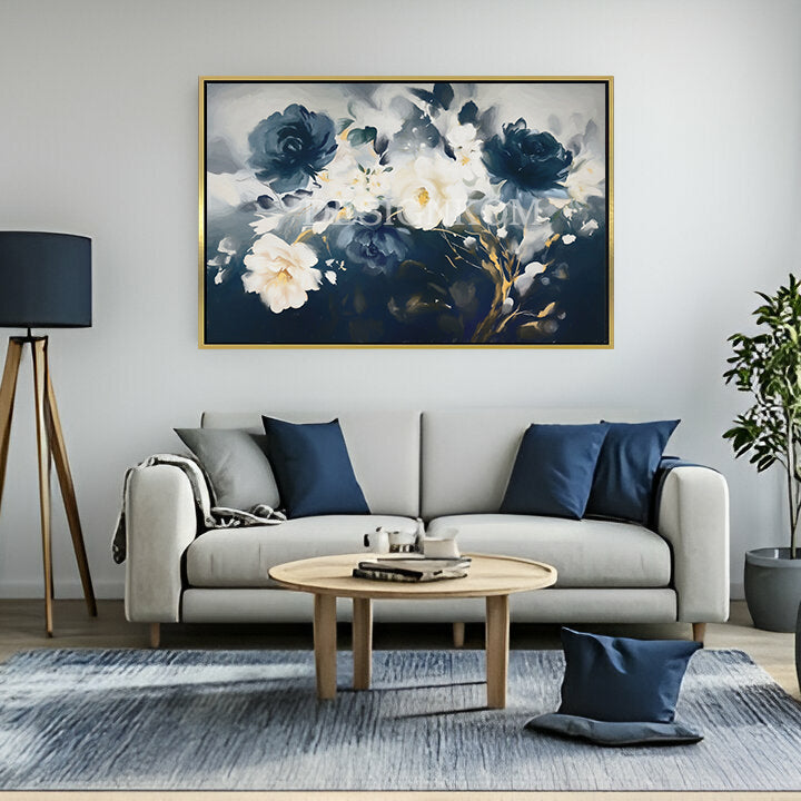 floral blue and white