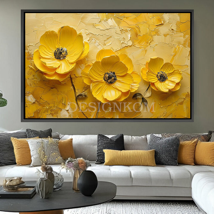 yellow flowers relief