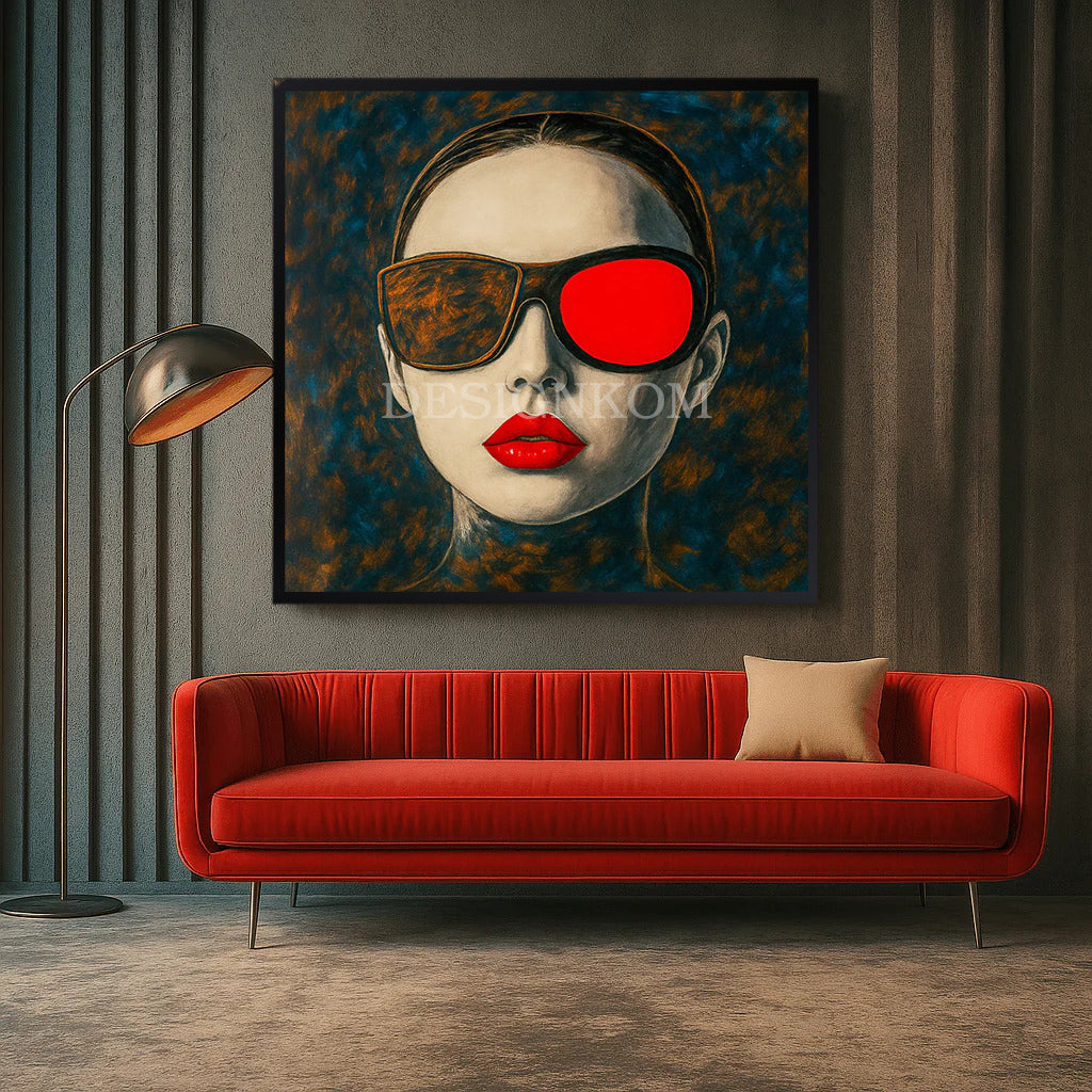 Woman Red Glasses