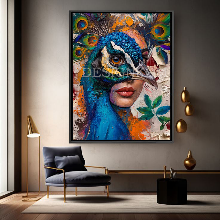 Peacock & Woman attached