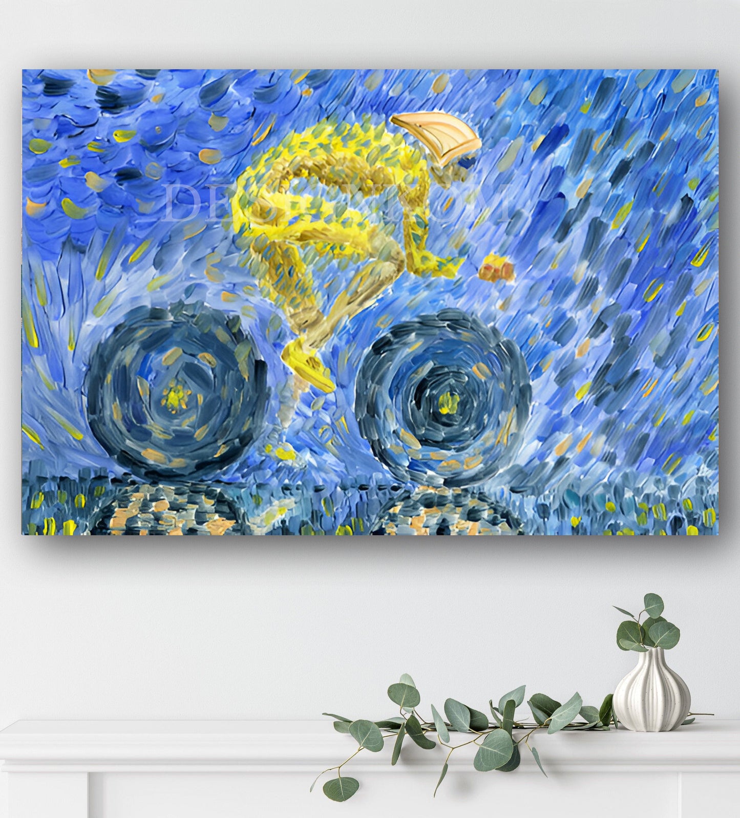 cyclist in Van Gogh style