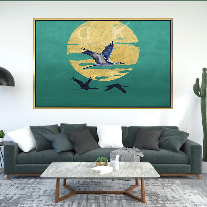 Birds and Golden Moon