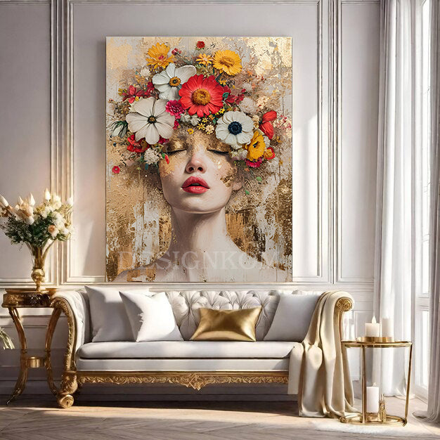 woman flowers sensation