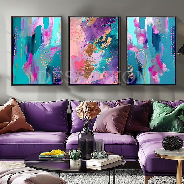 abstract modern Purple and Turquoise