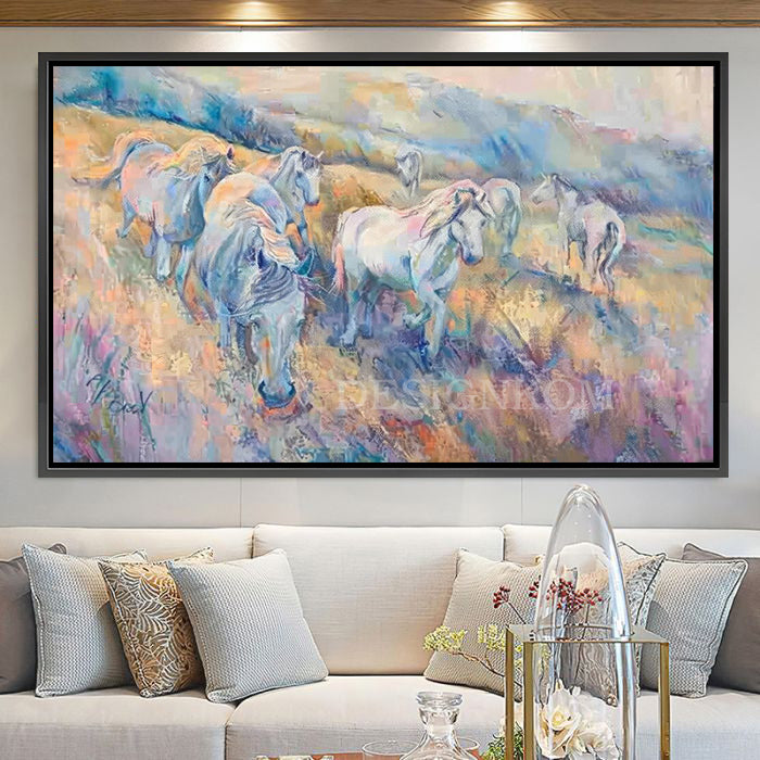 horses in mountain fields