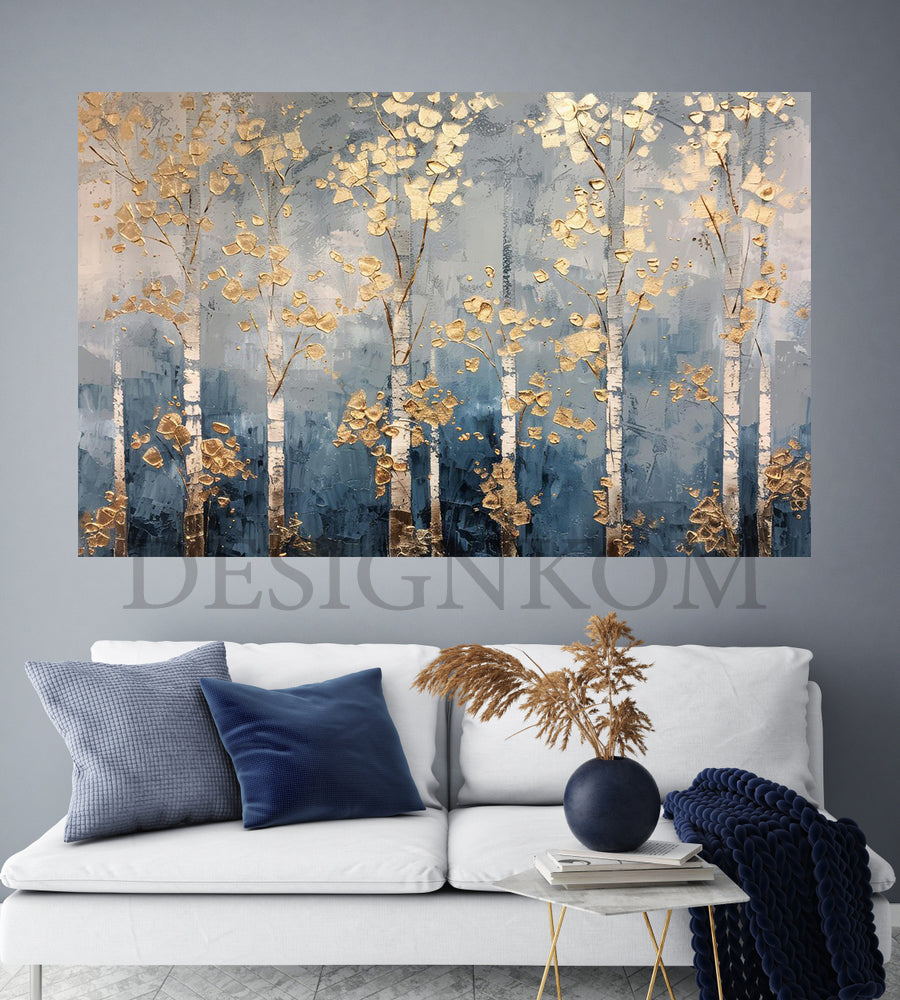 trees gold reflect