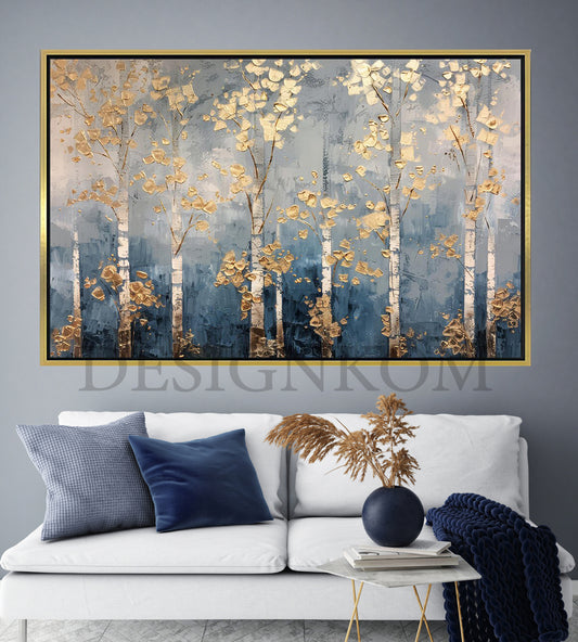 trees gold reflect
