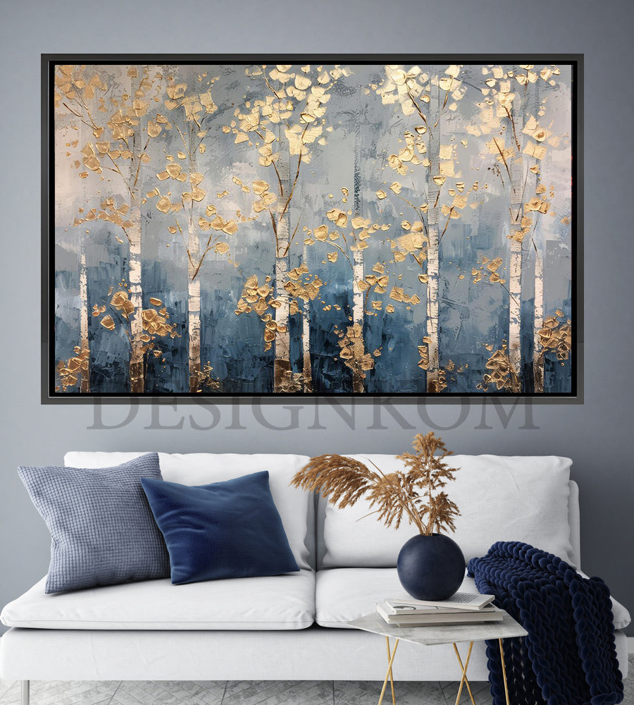 trees gold reflect
