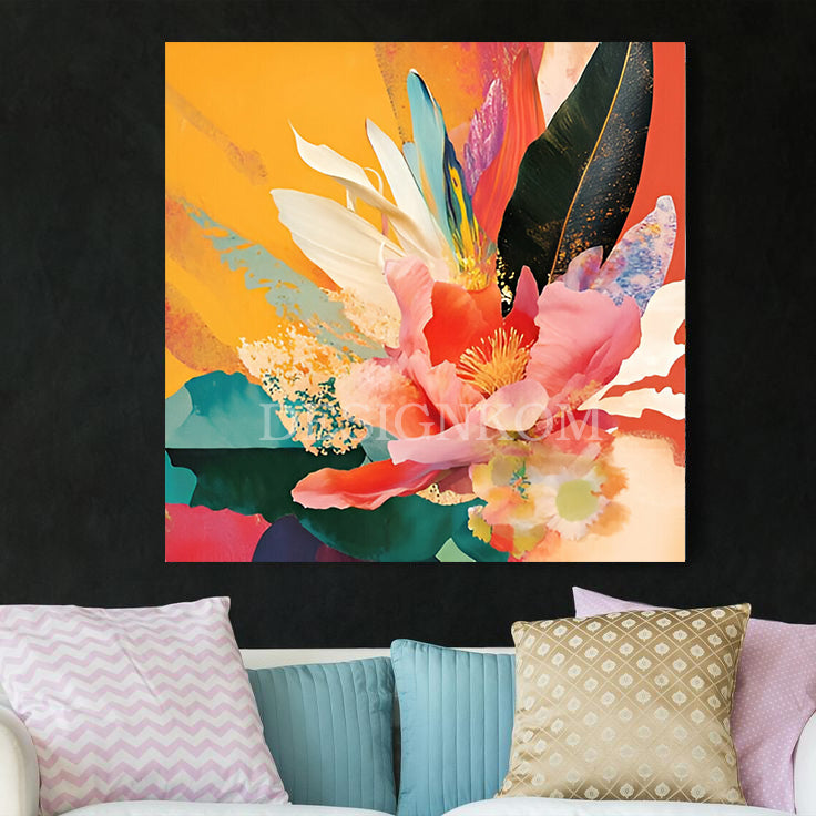 Multicolored Flowers and Leaves