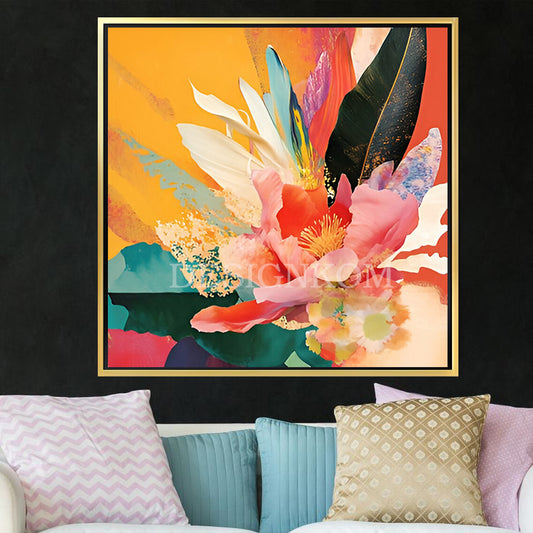 Multicolored Flowers and Leaves