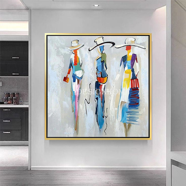 stylized figures in colors