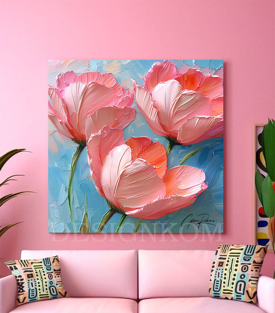 Abstract 3 Pink Flowers