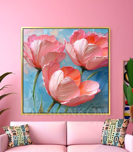 Abstract 3 Pink Flowers