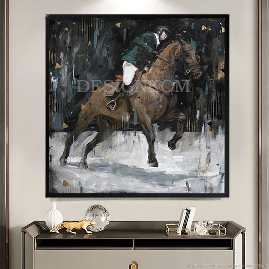 Rider and Horse in Full Race