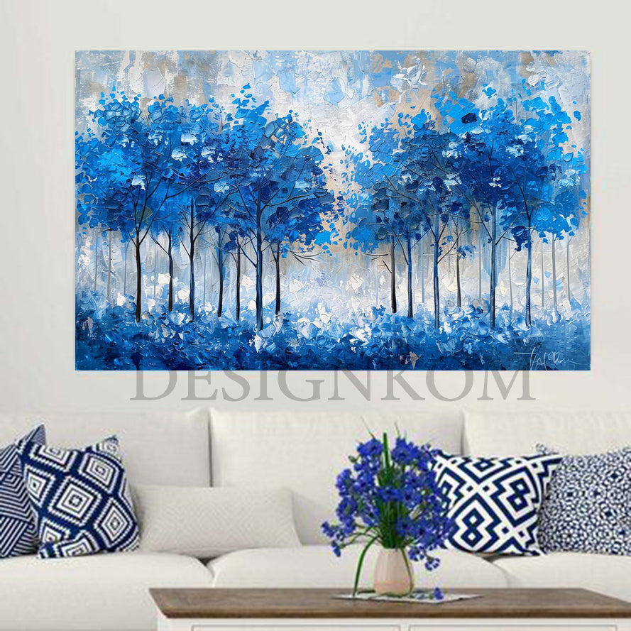 trees bright blue