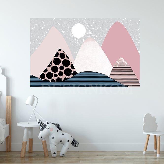Montagnes Pastel Rose et Noir