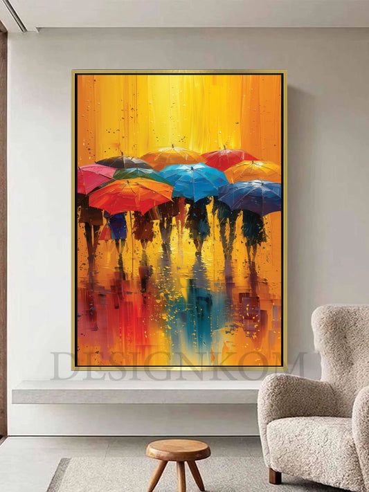multi-colored umbrella art