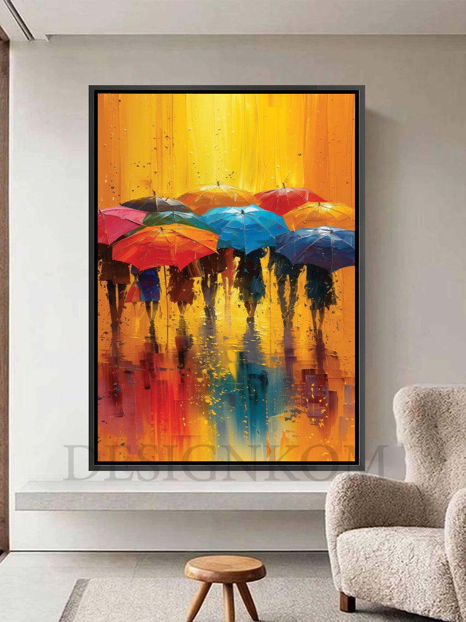multi-colored umbrella art