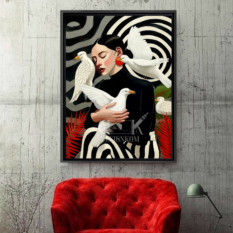 Woman and Doves