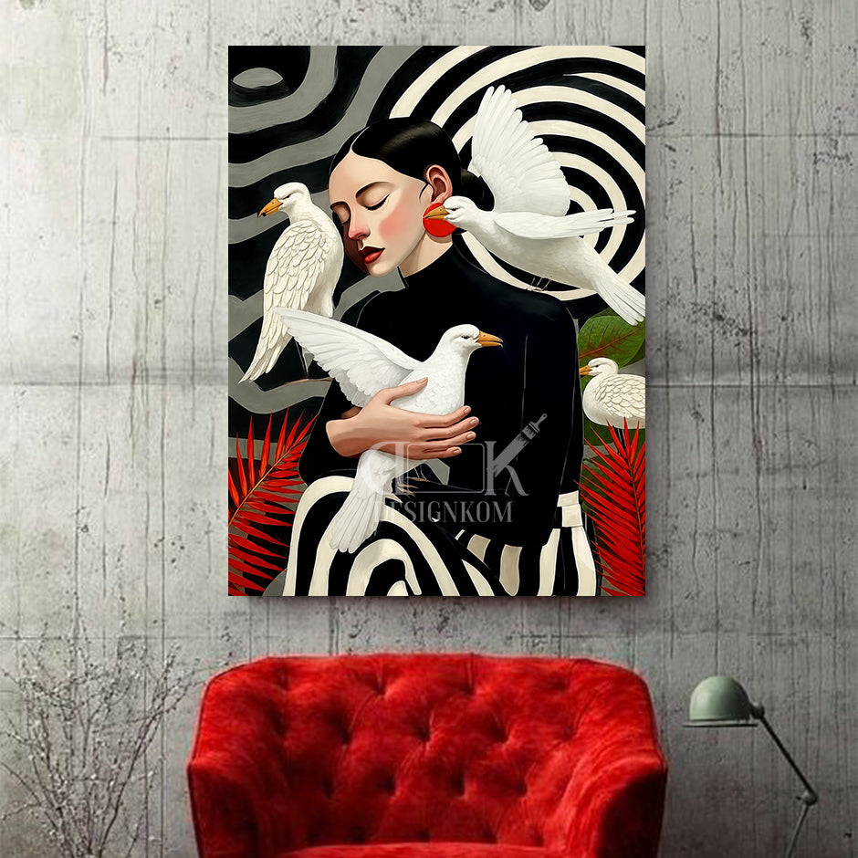 Woman and Doves