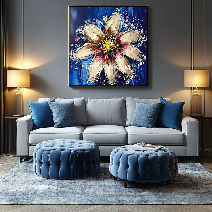 Flower on Blue Background