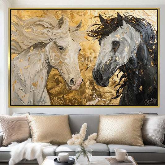 black and white gladiator horses