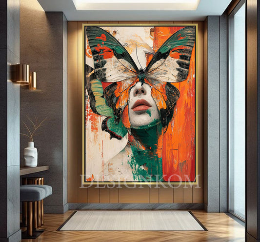 woman butterfly on eyes