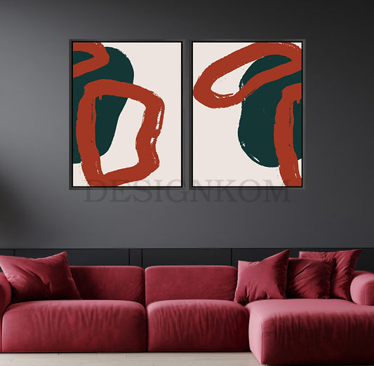 Abstract Terracotta and Dark Green