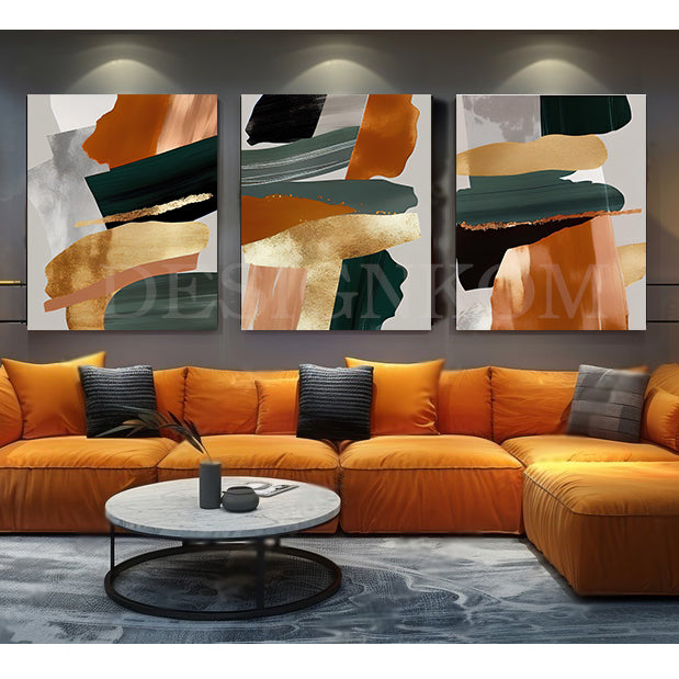 Abstract Luxe - Orange, Gold and Emerald Green