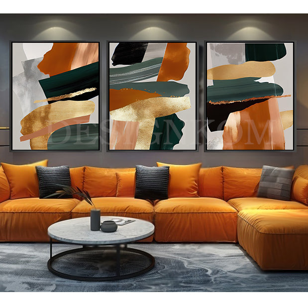 Abstract Luxe - Orange, Gold and Emerald Green