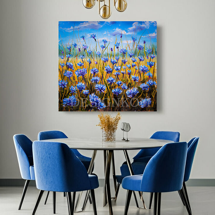 blue flowers field nature