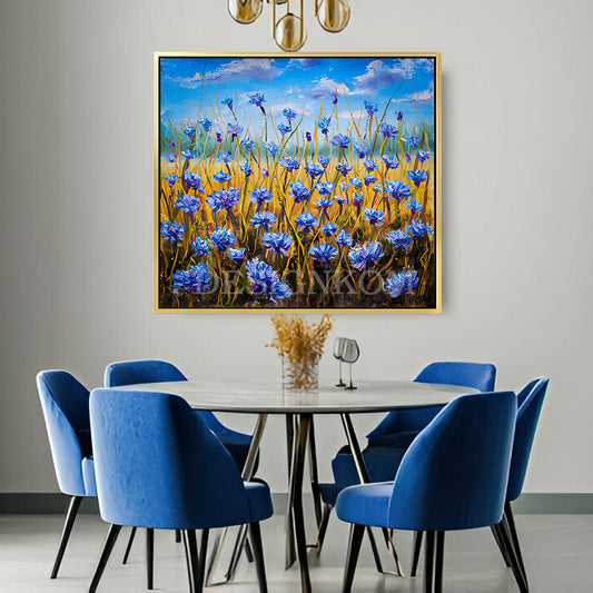 blue flowers field nature