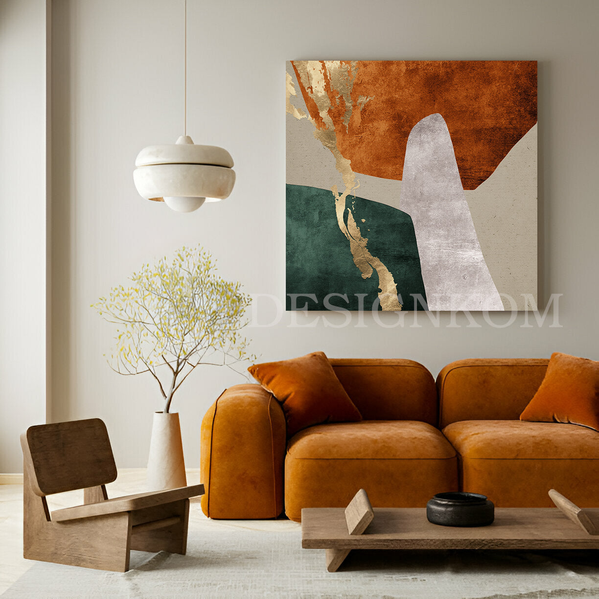 Abstract Orange, Green & Gold – Artistic Immersion