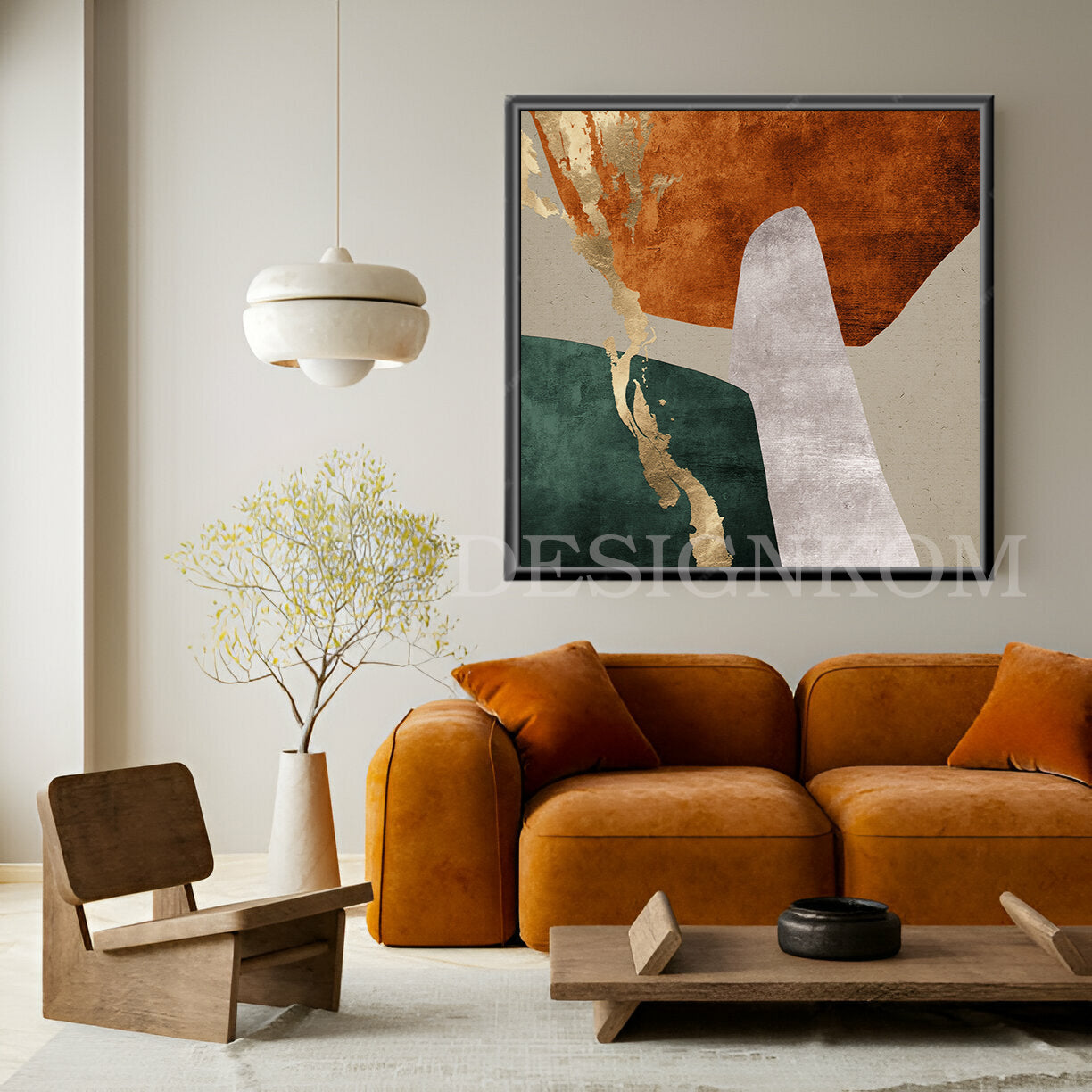 Abstract Orange, Green & Gold – Artistic Immersion