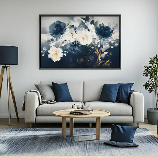 floral blue and white