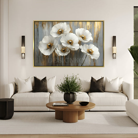 the six White and Gold Flowers