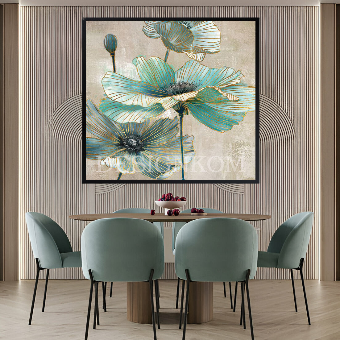 Elegant Green and Gold Flowers