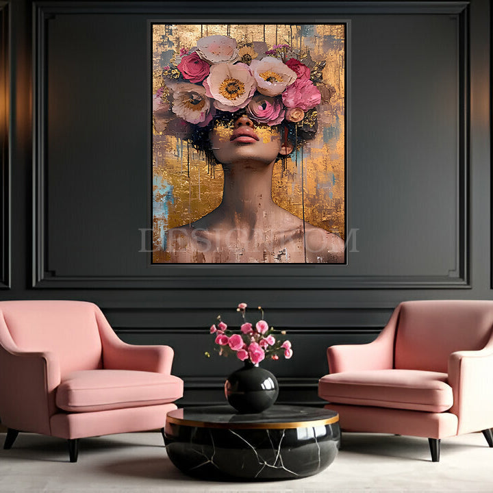 adorned with flowers