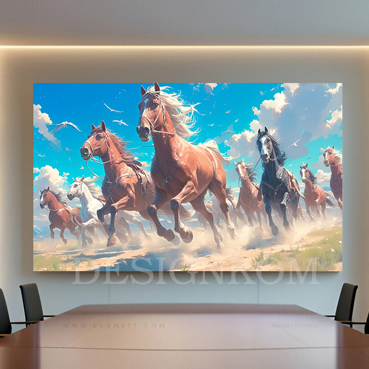 Galloping horses and Birds